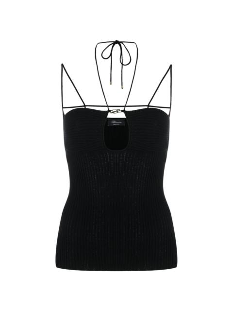 cut-out ribbed knit top