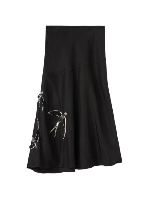 Jil Sander sequin-embroidered asymmetric flared midi skirt
