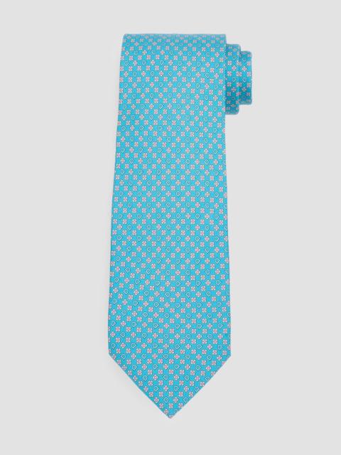 FERRAGAMO Men's Floral-Gancio Silk Tie - Blue