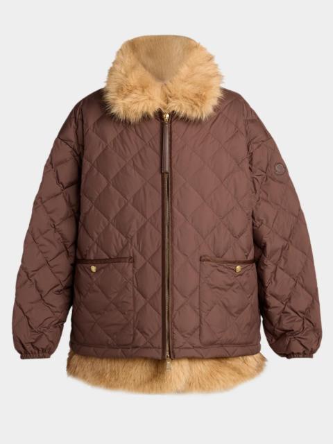 Moncler Chaleureux Diamond-Quilt Faux Fur Jacket