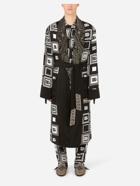 Dolce & Gabbana Silk robe with all-over DG print