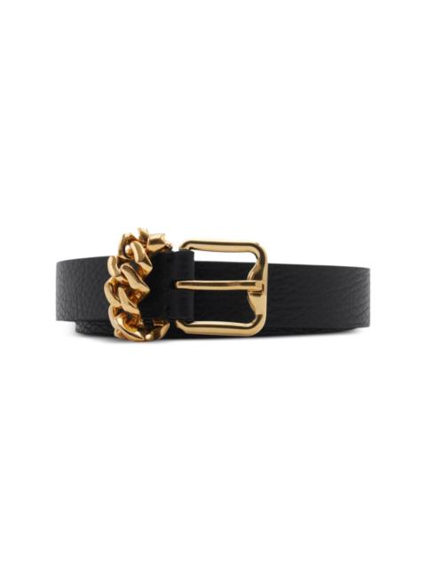 Burberry leather B buckle chain belt