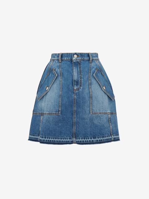 Alexander McQueen Women's Denim Mini Skirt in Washed Blue