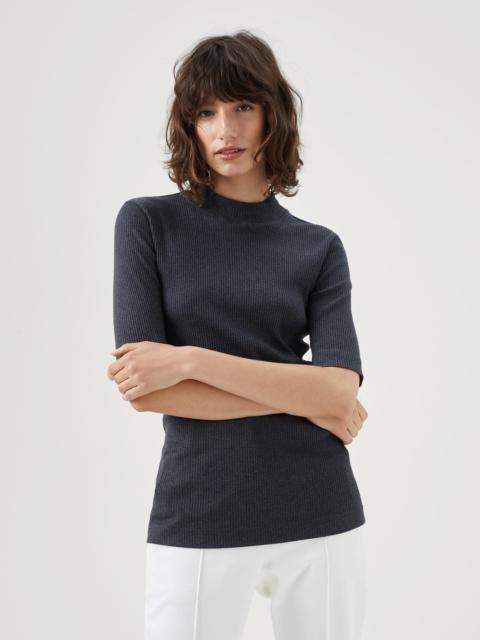 Brunello Cucinelli Cotton ribbed jersey T-shirt with monili