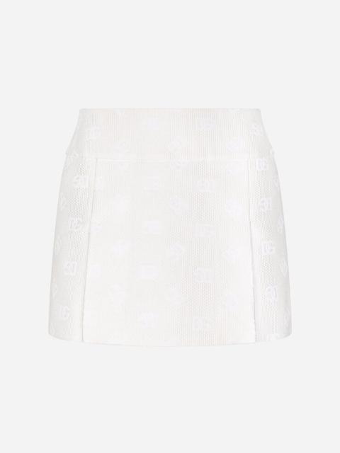 Jacquard miniskirt with all-over DG logo