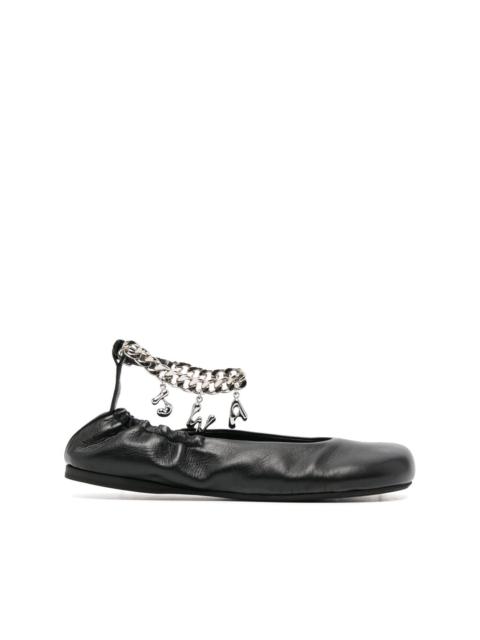 JW Anderson logo-charm leather ballerina shoes