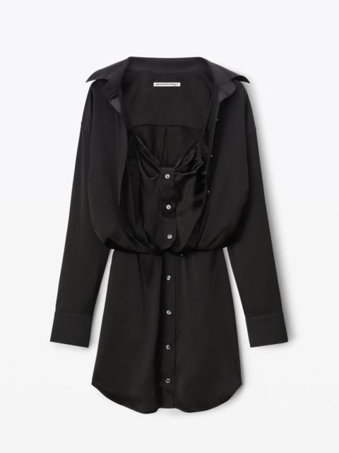 Alexander Wang layered shirt dress in silk charmeuse