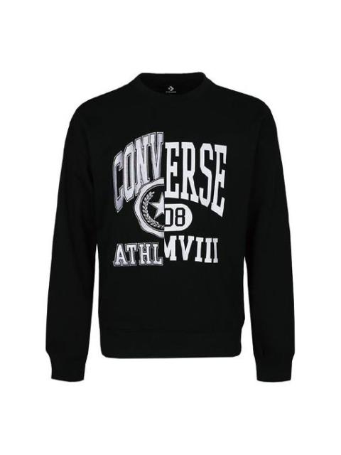 Men's Converse Alphabet Logo Printing Round Neck Pullover Black 10018354-A03