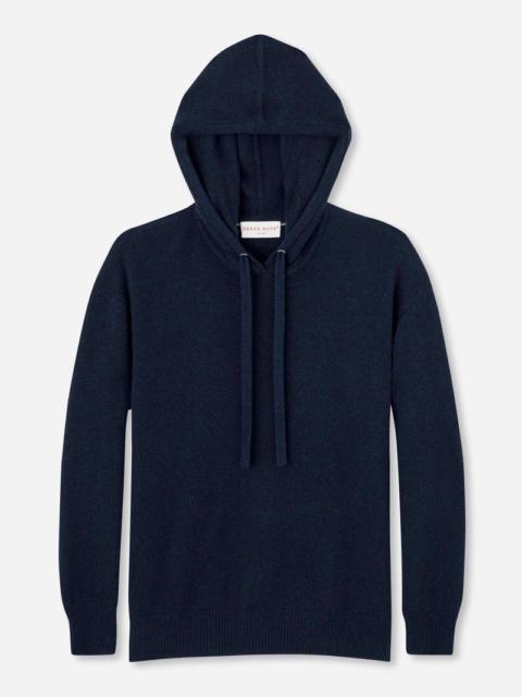 Derek Rose Women's Relaxed Pullover Hoodie Daphne Cashmere Navy