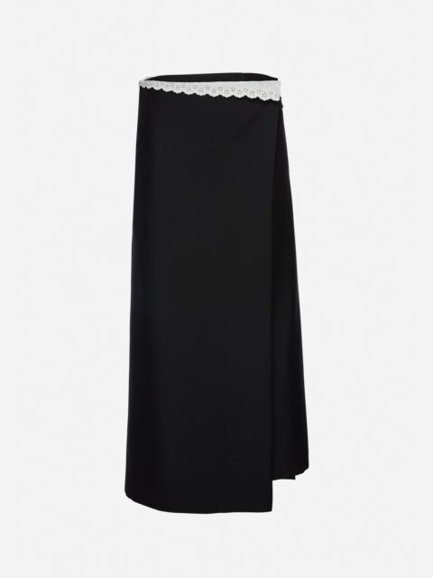 MAGDA BUTRYM Long wrap skirt with lace trim in black
