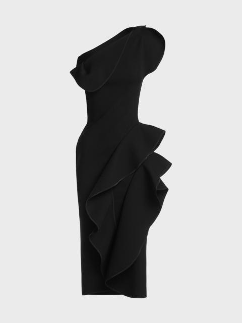 MATICEVSKI Rhythm One-Shoulder Midi Dress with Ruffle Details