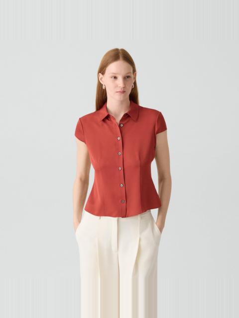 Theory Cap Sleeve Shirt in Silk Georgette