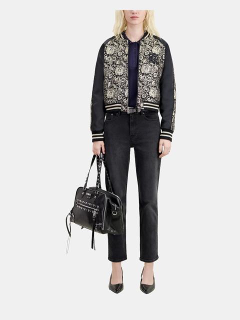 The Kooples BLACK JACKET WITH METALLIC JACQUARD