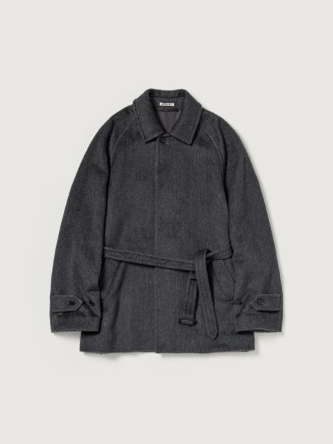 AURALEE HAIRY WOOL MOHAIR CHAMBRAY SOUTIEN COLLAR COAT
