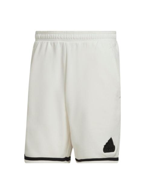 adidas U SHO Logo Label Elastic Waistband Straight Shorts White HY5517