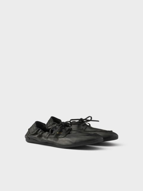 Prada Shuffle antiqued leather boat shoes