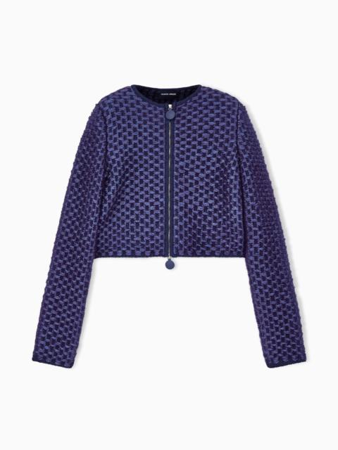 GIORGIO ARMANI BLAZER JACKETS FULL ZIP BRAIDED KNIT IN SILK AND MOHAIR
