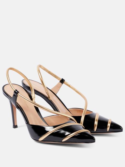 85 patent leather slingback pumps