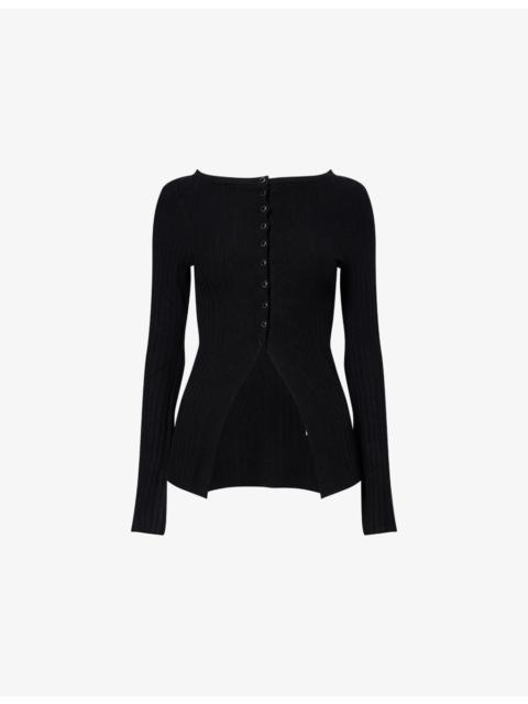 FREE PEOPLE East Side Fine-Rib Knitted Cardigan