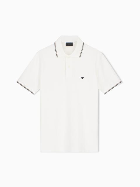 EMPORIO ARMANI SLIM-FIT STRETCH PIQUÉ POLO SHIRT WITH MICRO EAGLE
