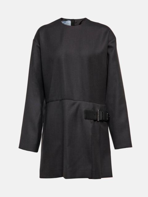 Prada Buckled wool crêpe minidress