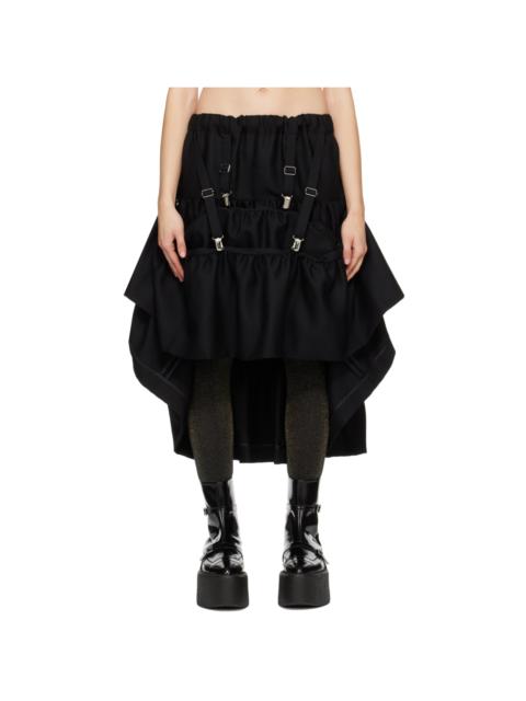 Noir Kei Ninomiya Black Tiered Midi Skirt
