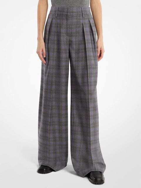 MICHAEL KORS COLLECTION Glen Plaid Wool Pleated Slouch Trousers