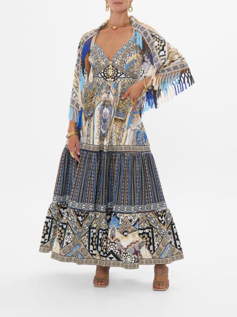CAMILLA DIAMOND SCARF WITH TASSELS