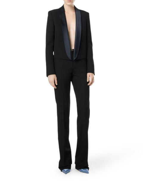 TWO-TONE TAILORED STRAIGHT TROUSERS