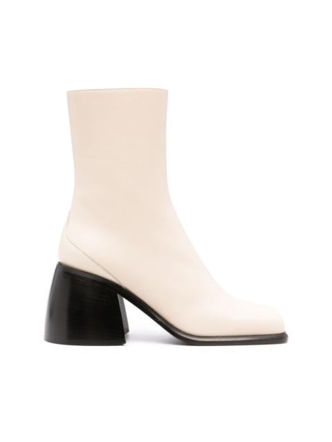 80mm square-toe leather boots