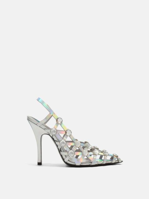 ''GRID'' HOLOGRAPHIC SILVER SLINGBACK