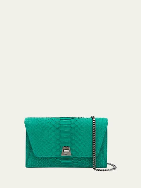 AKRIS Anouk Snakeskin Suede Envelope Clutch Bag