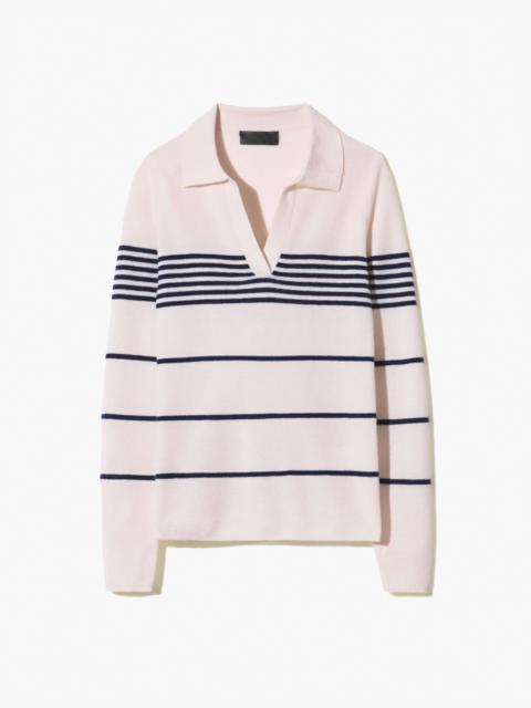 NILI LOTAN LUCILLE STRIPE CASHMERE POLO