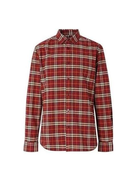 Burberry Men's Burberry Plaid Button Long Sleeves Shirt Red 80113981