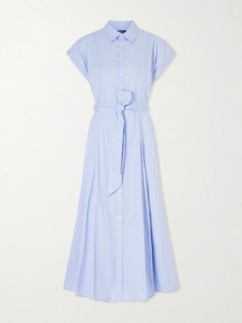 Polo Ralph Lauren Belted Striped Cotton-poplin Maxi Shirt Dress