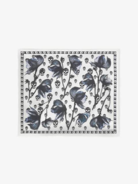 Alexander McQueen Bellflower Shawl in White/black