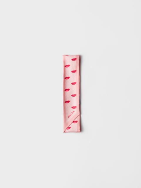 Prada Printed silk twill skinny scarf