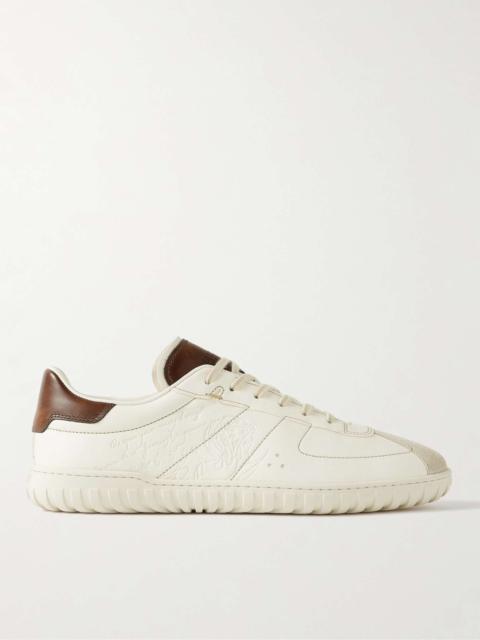 Trainer Scritto Suede-Trimmed Venezia Leather Sneakers