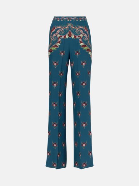 Floral printed silk flared pants
