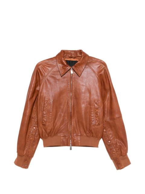 PINKO collared leather jacket
