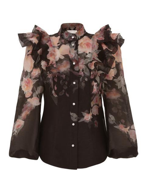 Zimmermann CRUSH FRILL SLEEVE BLOUSE