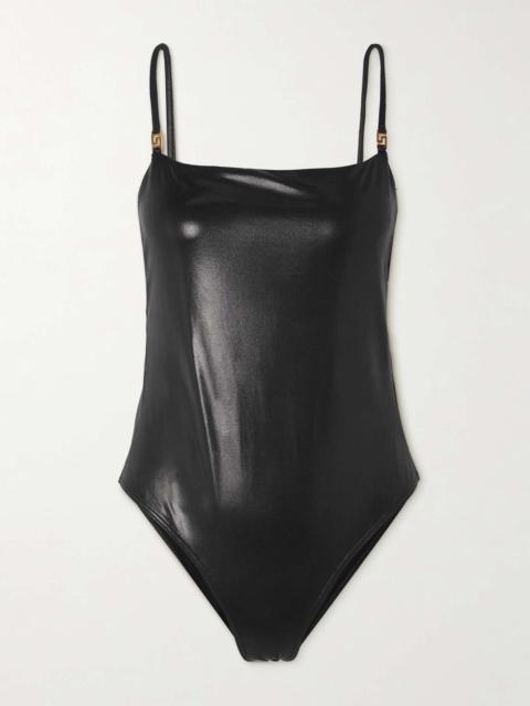 VERSACE Brinata embellished stretch-lamé swimsuit