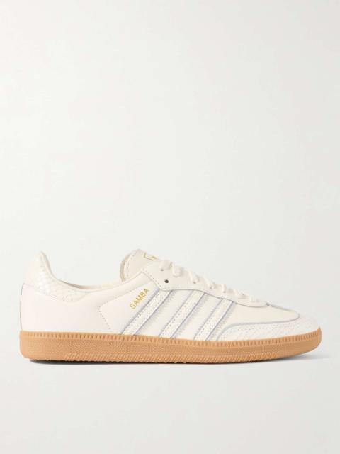 Samba OG Suede-Trimmed Snake-Effect Leather Sneakers