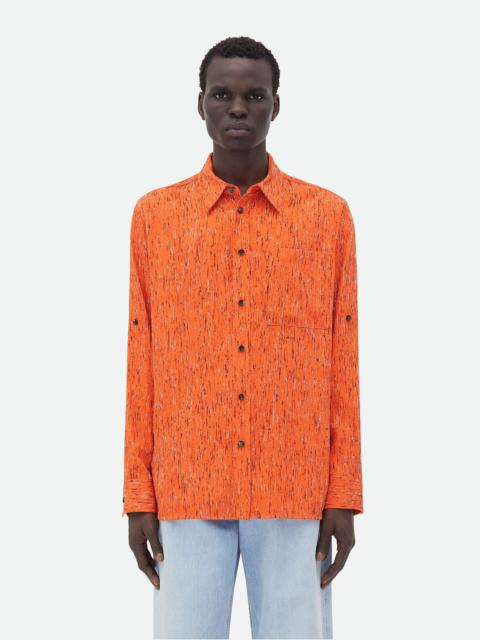 Bottega Veneta Textured Viscose Stripe Shirt With "BV" Embroidery