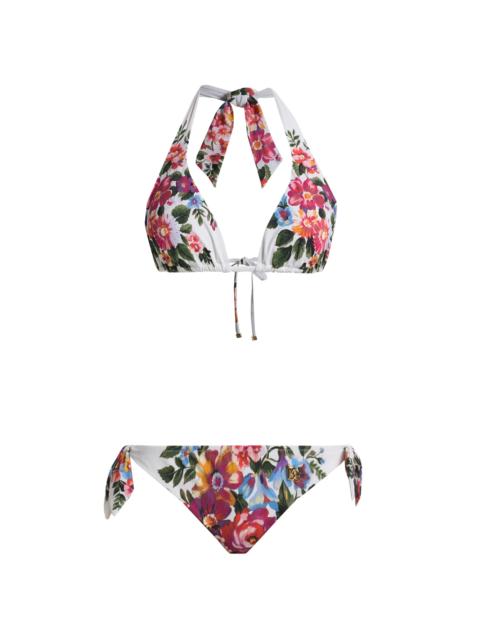 Dolce & Gabbana Women's Floral Boquet Print Halter Bikini - White Floral