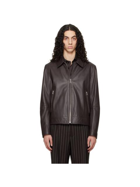 BOSS Brown Regular Fit Leather Jacket