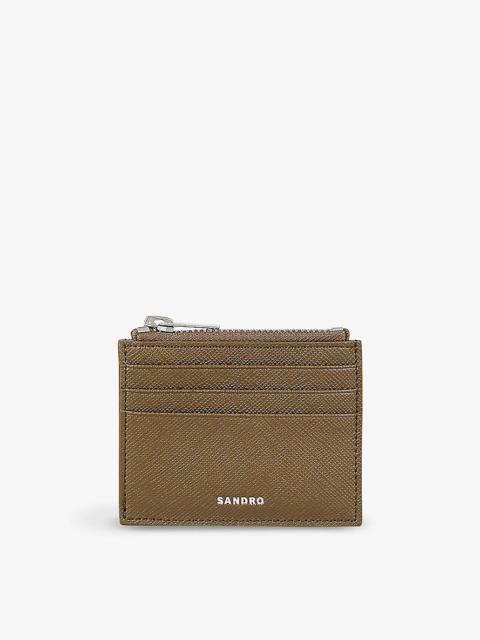 Sandro Logo-embossed zipped leather card holder
