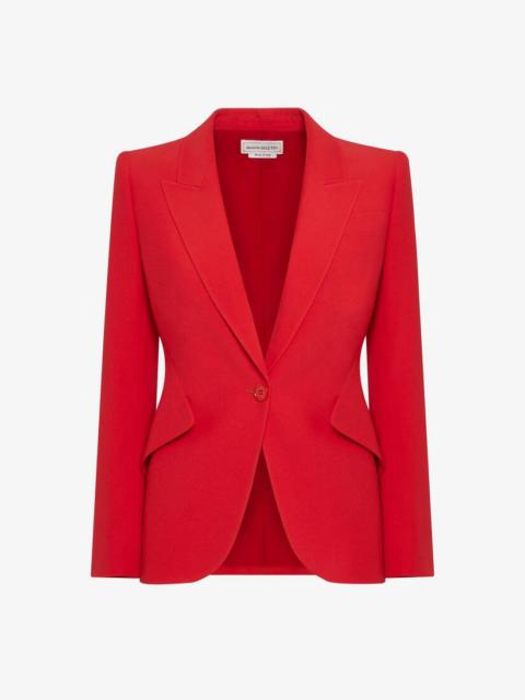 Alexander McQueen Women's Peak Shoulder Leaf Crepe Jacket in Lust Red