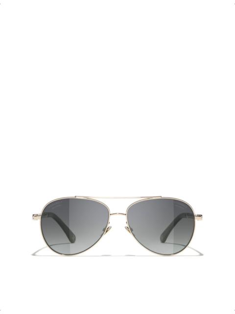 CHANEL CH4298H Pilot-Frame Metal Sunglasses