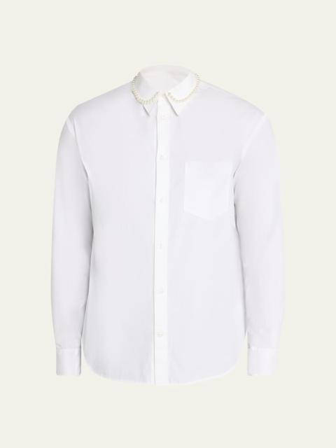 Simone Rocha Men's Pearly-Collar Cotton Button-Down Shirt